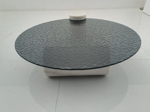 Marble and Glass Corner Table