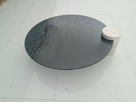 Marble and Glass Corner Table